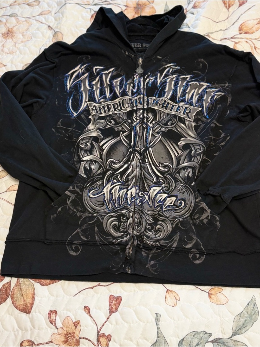 Affliction Black Graphic Zip Hoodie - American Fighter Style